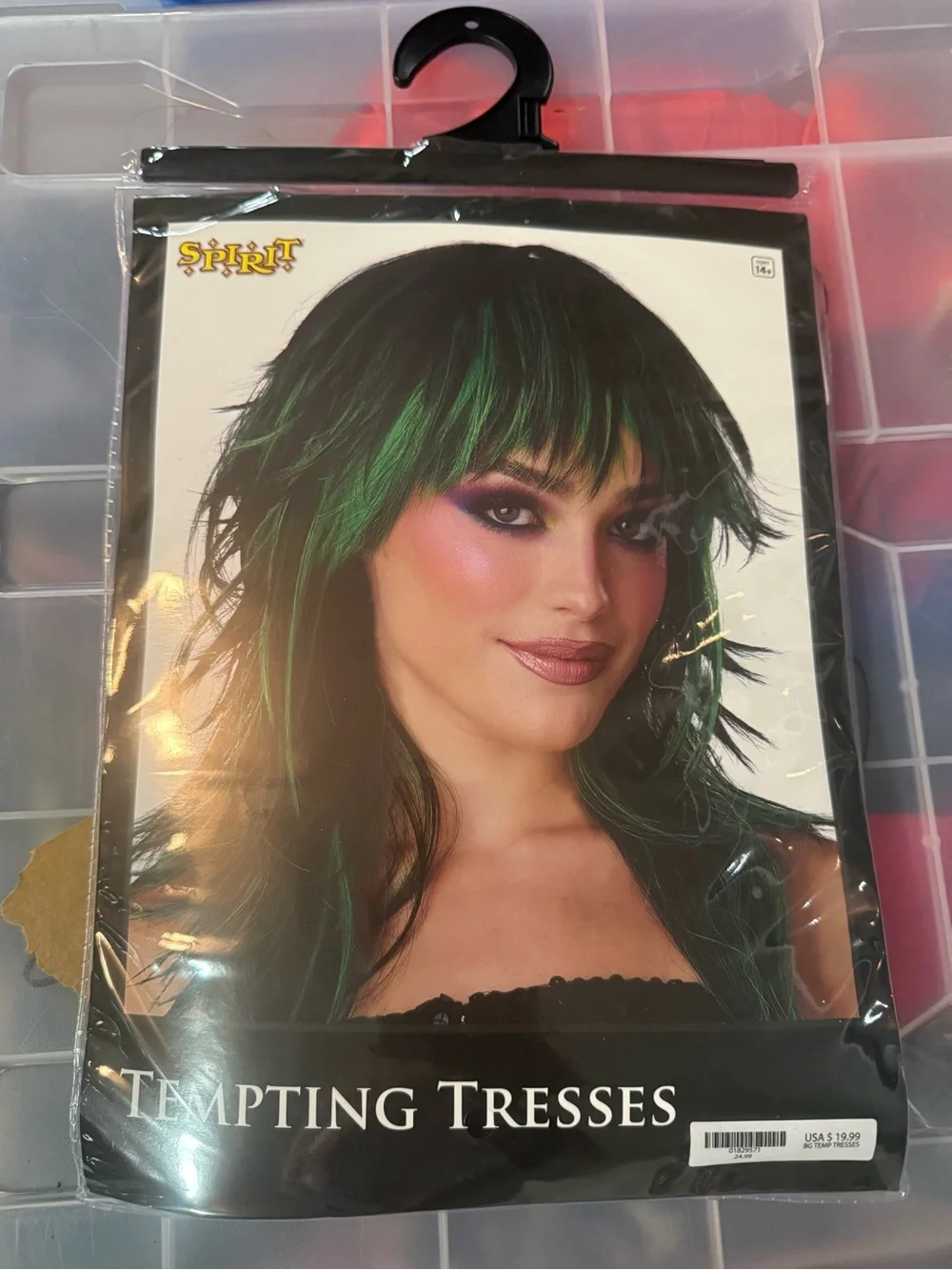 Spirit Women's Black Wig with Green Streaks